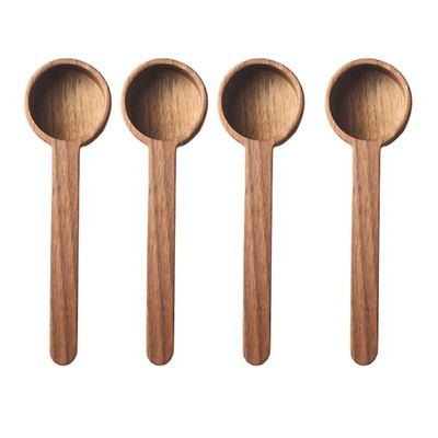 4 bucăți din lemn de linguriță de cafea cu mâner linguriță de cafea lingură de măsură, pentru cafea măcinată boabe de lapte praf condimente