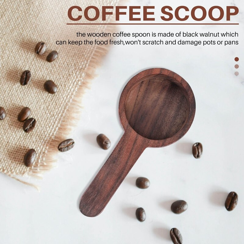 4 bucăți din lemn de linguriță de cafea cu mâner linguriță de cafea lingură de măsură, pentru cafea măcinată boabe de lapte praf condimente