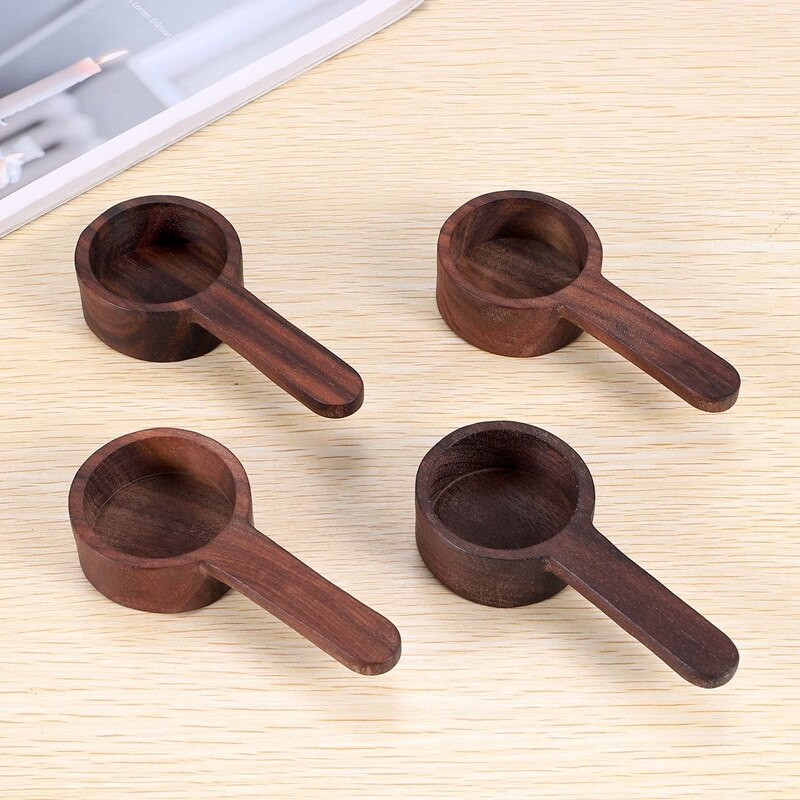 4 bucăți din lemn de linguriță de cafea cu mâner linguriță de cafea lingură de măsură, pentru cafea măcinată boabe de lapte praf condimente