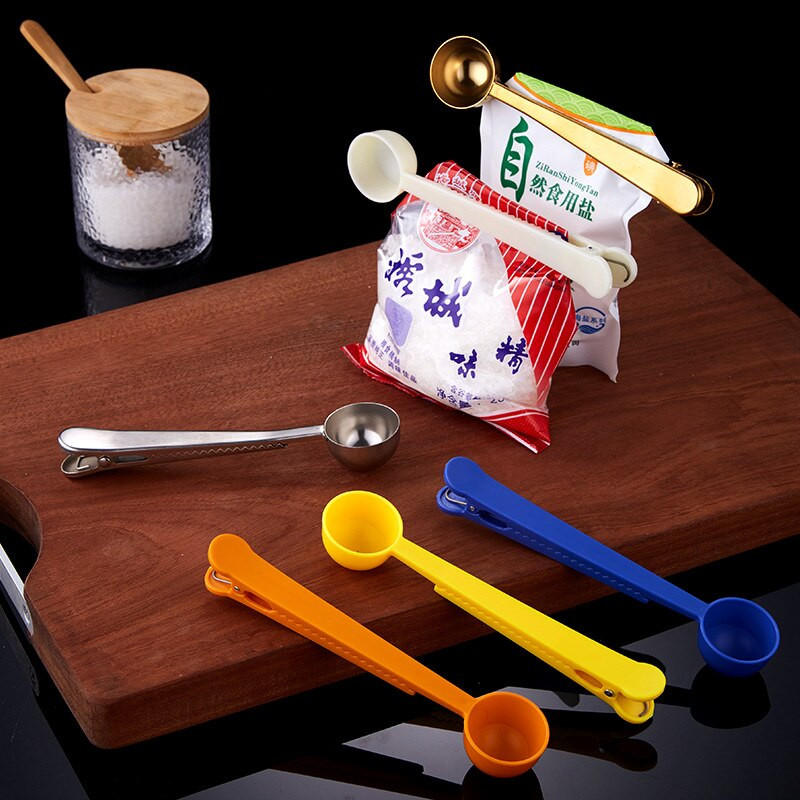 2 KOM Žlica za kavu od nehrđajućeg čelika sa kopčom 2 u 1 mjerne žlice za mlijeko u prahu zatvaranje vrećice kopče za pohranu alata za kavu