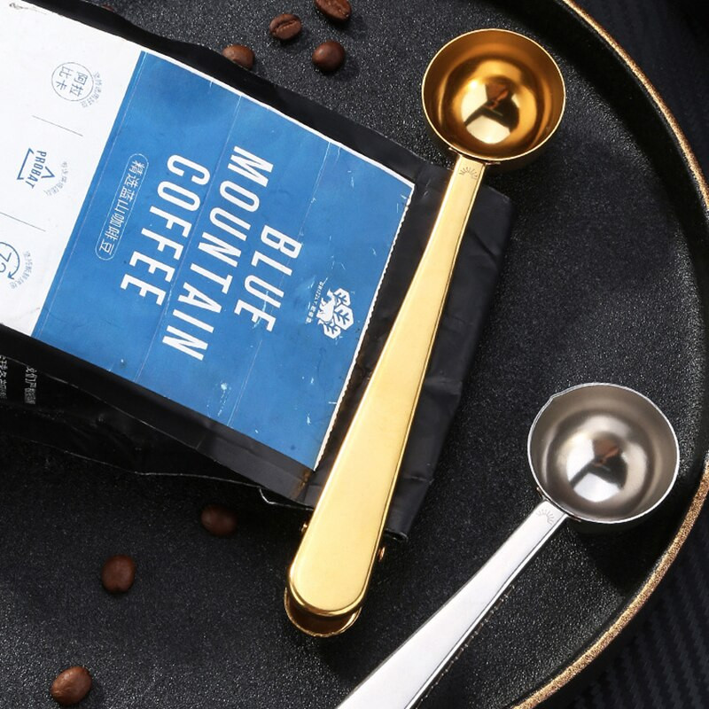 2 KOM Žlica za kavu od nehrđajućeg čelika sa kopčom 2 u 1 mjerne žlice za mlijeko u prahu zatvaranje vrećice kopče za pohranu alata za kavu