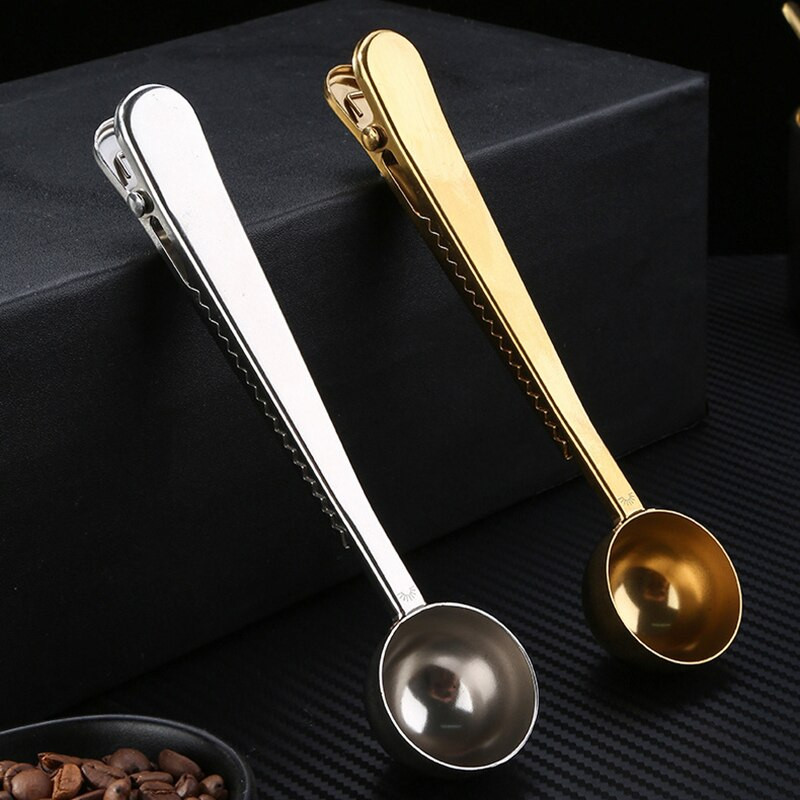 2 KOM Žlica za kavu od nehrđajućeg čelika sa kopčom 2 u 1 mjerne žlice za mlijeko u prahu zatvaranje vrećice kopče za pohranu alata za kavu