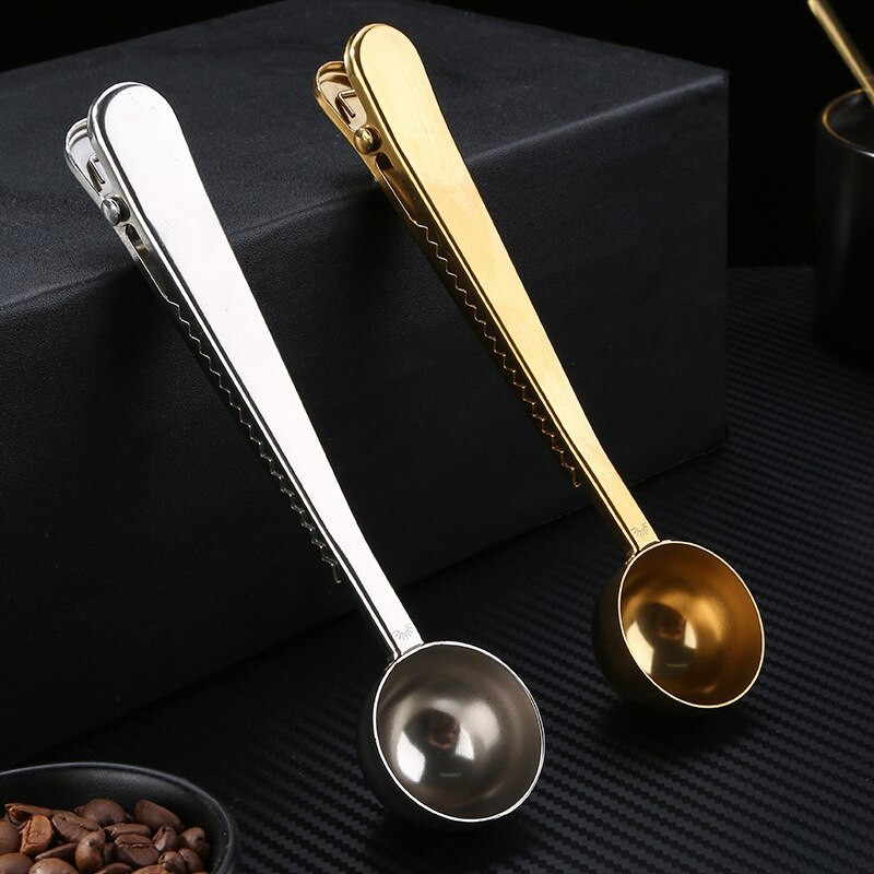 2 KOM Žlica za kavu od nehrđajućeg čelika sa kopčom 2 u 1 mjerne žlice za mlijeko u prahu zatvaranje vrećice kopče za pohranu alata za kavu
