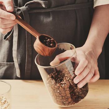 1 ΤΕΜ Μεζούρα καφέ από φυσικό καρύδι με μακριά λαβή κουτάλια μέτρησης κόκκων καφέ σε σκόνη για barista Εργαλείο ψησίματος Κουτάλι μέτρησης 8g10g