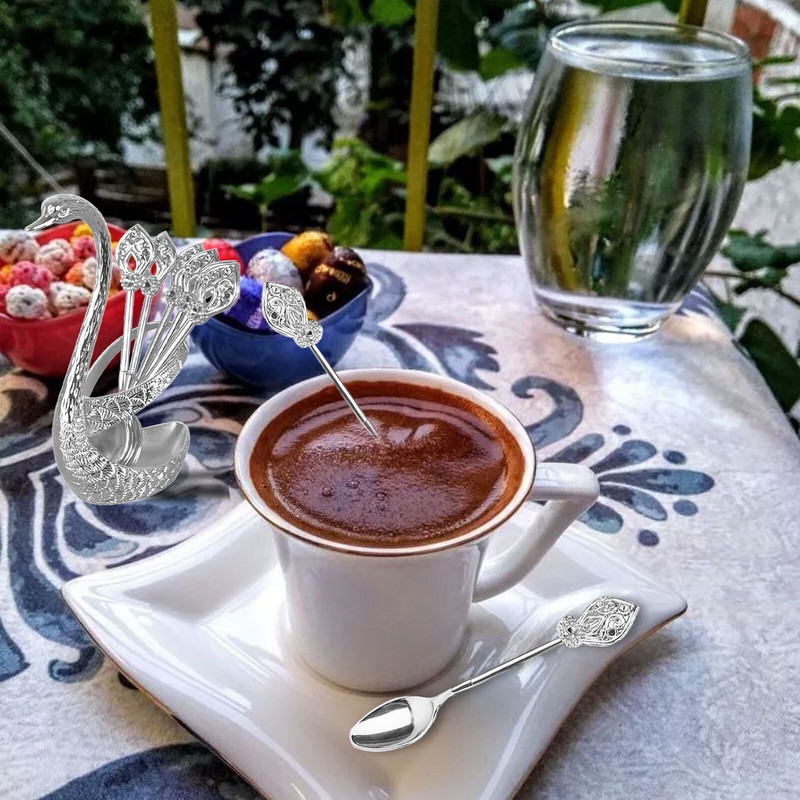 6vnt gulbės šakutės kavos šaukšto laikiklis tuščiaviduris namų dekoravimas vaisiai desertas svetainė virtuvė stalo reikmenys salotos