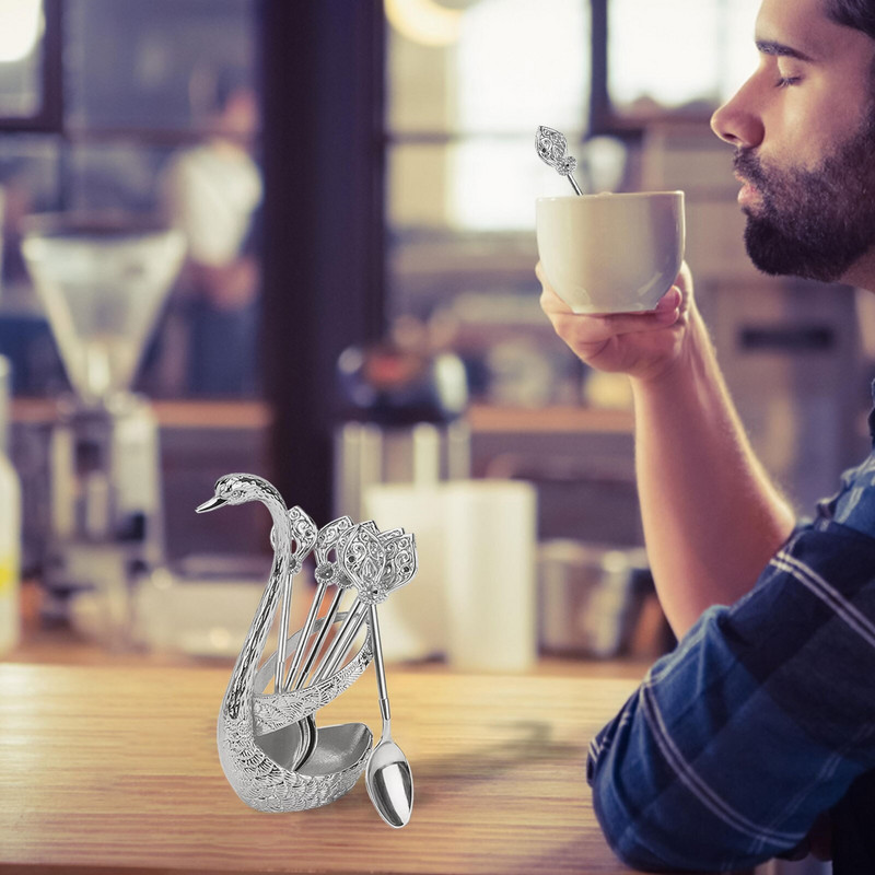 6vnt gulbės šakutės kavos šaukšto laikiklis tuščiaviduris namų dekoravimas vaisiai desertas svetainė virtuvė stalo reikmenys salotos