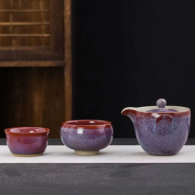 Set de ceai de călătorie din ceramică 1 ceainic 2 căni Set de căni de cafea Gaiwan Shu Puer ceainice pentru a fierbe apă ceainic ceainic cești și căni oală