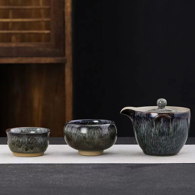 Set de ceai de călătorie din ceramică 1 ceainic 2 căni Set de căni de cafea Gaiwan Shu Puer ceainice pentru a fierbe apă ceainic ceainic cești și căni oală