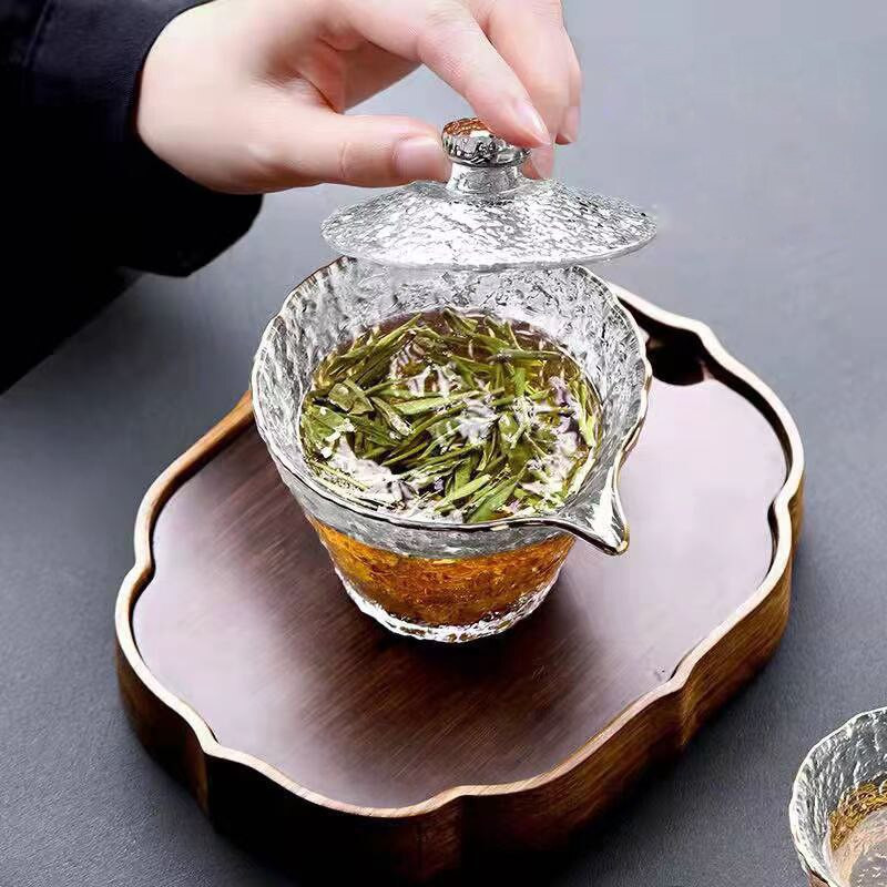 Vysokokvalitná čajová súprava z kladivkového skla, japonská kanvica na čaj, čínsky kung-fu čajový obrad, hrnčeky na kávu, sklenený hrnček, gaiwan čajový riad.