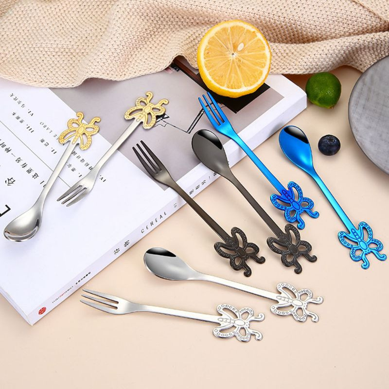 F63A 8db Rozsdamentes acél pillangók Kávés Teakanalak Villa Rúd Italkoktél Keverő Keverő Konyhai étkészlet