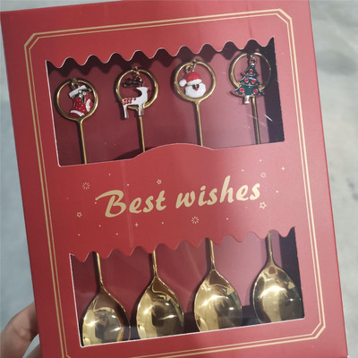 4 komada Novogodišnja Božićna žlica Vilica Božićni ukrasi za dom Božićni darovi Navidad 2023. Božićni ukrasi posuđa Darovi za djecu