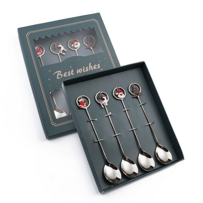 4 komada Novogodišnja Božićna žlica Vilica Božićni ukrasi za dom Božićni darovi Navidad 2023. Božićni ukrasi posuđa Darovi za djecu