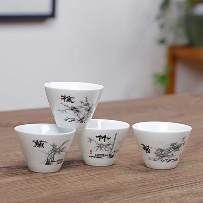 4 ks Kung Fu čajové šálky, keramická čajová súprava, príslušenstvo, šálky a hrnčeky, čajník Yixing, riad, samovar, kanvice Gaiwan Shu Puer, nálevník