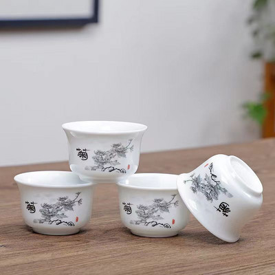 4 ks Kung Fu čajové šálky, keramická čajová súprava, príslušenstvo, šálky a hrnčeky, čajník Yixing, riad, samovar, kanvice Gaiwan Shu Puer, nálevník