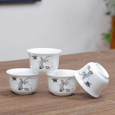 4 ks Kung Fu čajové šálky, keramická čajová súprava, príslušenstvo, šálky a hrnčeky, čajník Yixing, riad, samovar, kanvice Gaiwan Shu Puer, nálevník