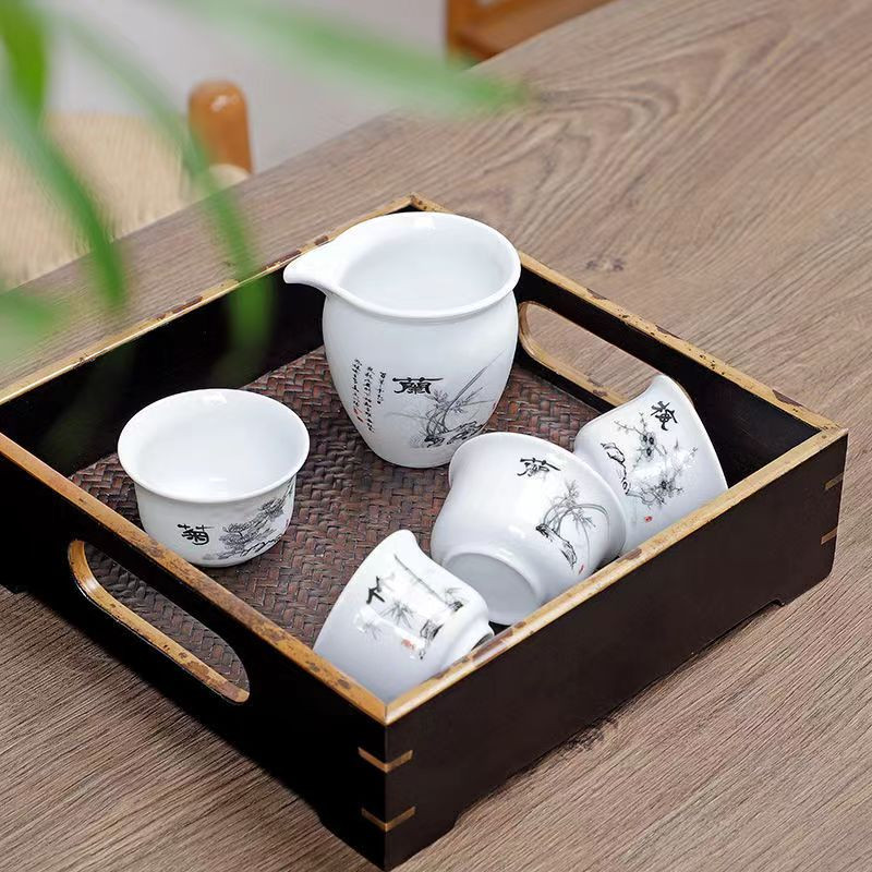 4 ks Kung Fu čajové šálky, keramická čajová súprava, príslušenstvo, šálky a hrnčeky, čajník Yixing, riad, samovar, kanvice Gaiwan Shu Puer, nálevník