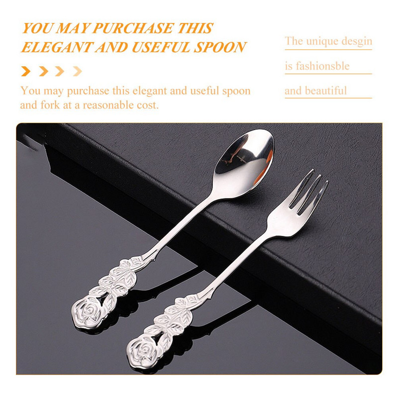 Žlice Žlica Vilice Desert Set od nehrđajućeg čelika Posuđe Espresso Miješanje vrhnja Led Pribor za jelo Vilica Kuhinja Kava Čaj
