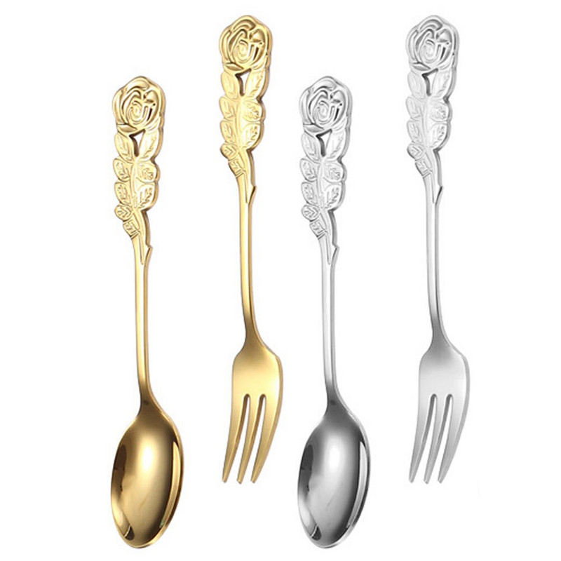 Žlice Žlica Vilice Desert Set od nehrđajućeg čelika Posuđe Espresso Miješanje vrhnja Led Pribor za jelo Vilica Kuhinja Kava Čaj