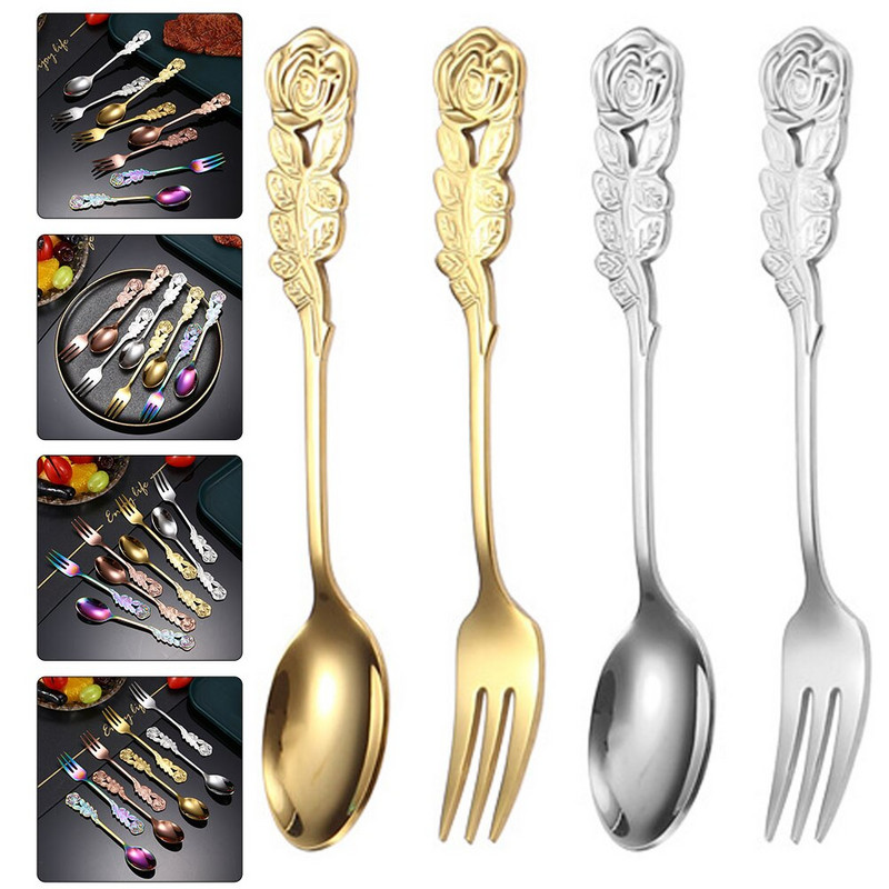 Žlice Žlica Vilice Desert Set od nehrđajućeg čelika Posuđe Espresso Miješanje vrhnja Led Pribor za jelo Vilica Kuhinja Kava Čaj