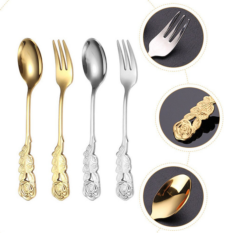 Žlice Žlica Vilice Desert Set od nehrđajućeg čelika Posuđe Espresso Miješanje vrhnja Led Pribor za jelo Vilica Kuhinja Kava Čaj