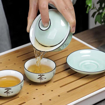 Комплект чаши за чай Kung Fu Чаен комплект от груба керамика Чаша за чай Celadon Чайник Yixing Керамични чаши и чаши Чайници Gaiwan Чайници Самовар