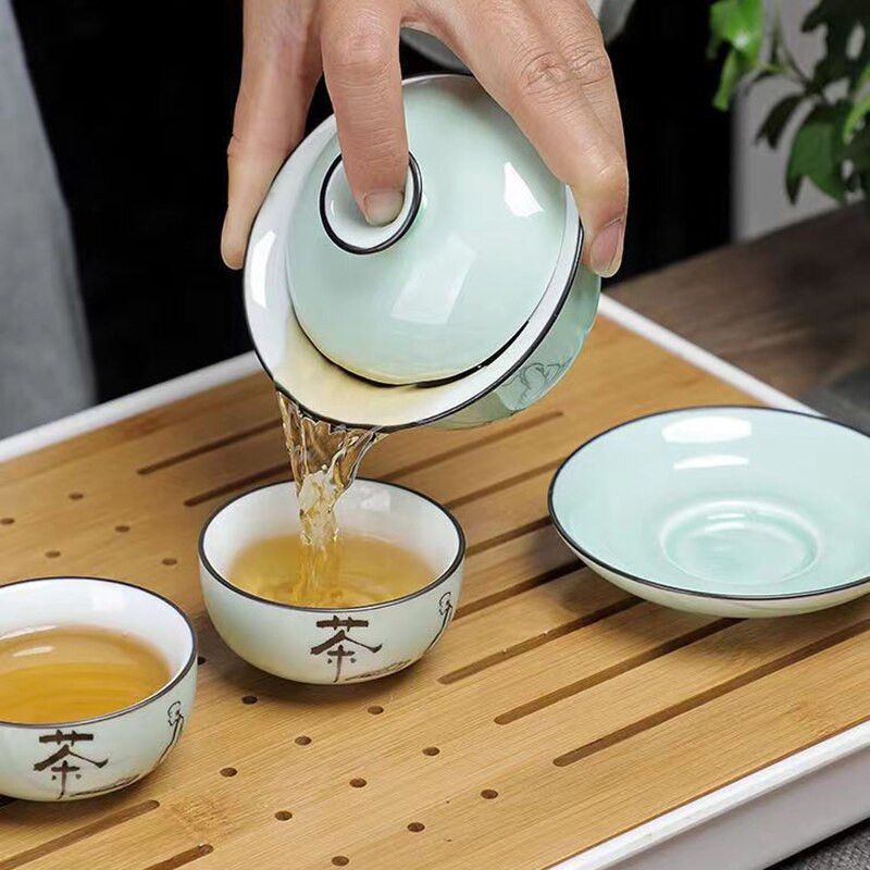 Sada čajových šálok Kung Fu, čajová súprava z hrubej keramiky, šálka čaju Celadon, čajová kanvica Yixing, keramické šálky a hrnčeky, čajový riad Gaiwan, kanvice Samovar