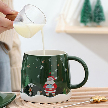 Комплекти за чай 2022 г. Разнообразие от опции Коледна творческа тенденция Капак за чаша и лъжица Голяма керамична чаша за кафе Чаша за чай Подарък за Нова година