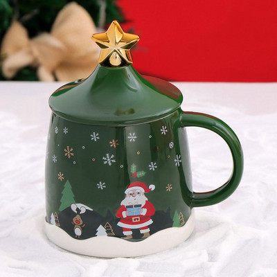 Seturi de ceaiuri 2022 Varietate de opțiuni Crăciun Tendință creativă Căni Capac și lingură Ceașcă mare de cafea din ceramică Cadou de Anul Nou