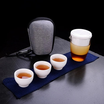 Бял керамичен чайник чайник gaiwan чаша за чай китайски прибори за чай преносими пътни комплекти за чай с пътна чанта Безплатна доставка