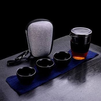 Бял керамичен чайник чайник gaiwan чаша за чай китайски прибори за чай преносими пътни комплекти за чай с пътна чанта Безплатна доставка