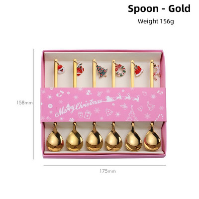 Žlica od nehrđajućeg čelika 304, božićno posuđe za desert, žlica, dječja poklon kutija za kavu, europski stil