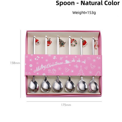 Žlica od nehrđajućeg čelika 304, božićno posuđe za desert, žlica, dječja poklon kutija za kavu, europski stil