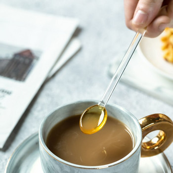 Διαφανές γυάλινο κουτάλι καφέ με μακριά λαβή Κουταλάκι καφέ Επιδόρπιο κουταλάκι καφέ Αξεσουάρ κουζίνας Κουτάλι τσαγιού