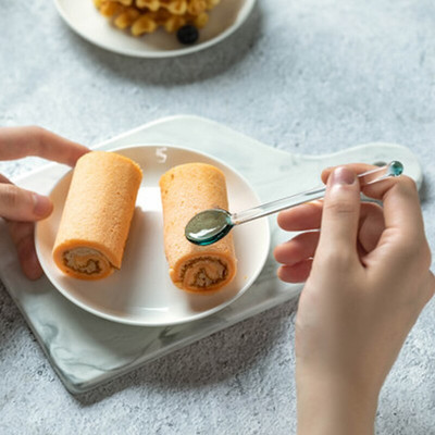 Priehľadná sklenená kávová lyžička s dlhou rukoväťou, kávová lyžička, dezertná kávová lyžička, kuchynské doplnky, čajová lyžička