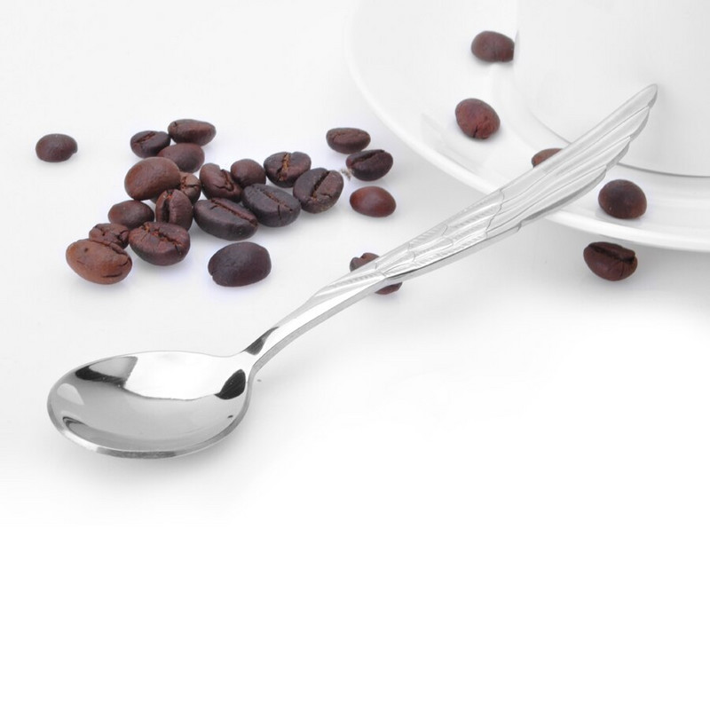 Virtuvinis baras Kavos indai Kavos kaušeliai Nerūdijančio plieno Angel Wing Vakariniai stalo reikmenys Vaisių šakutės Desertinis Kavos šaukštelis 6 vnt/part.