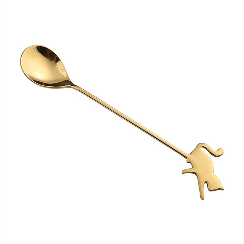 10 bucăți/lot lingurițe de cafea din oțel inoxidabil cu floarea-soarelui pisică drăguță linguri de cafea pentru favoruri de petrecere copii femei cele mai bune prietene cadouri tendințe