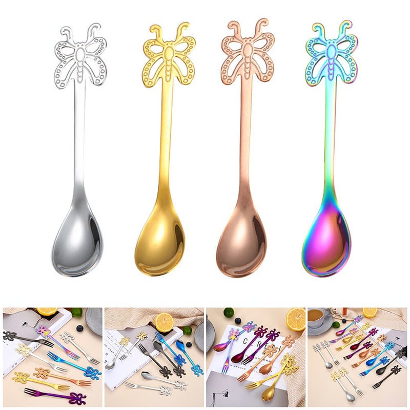 Nauji praktiški šaukštai Šaukštelis jubiliejui gimtadienio drugelis Kalėdų biuro poliravimas lygus nerūdijantis plienas