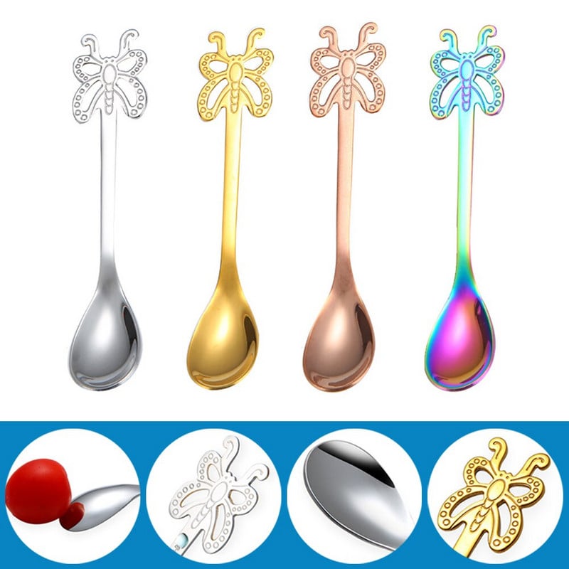 Nauji praktiški šaukštai Šaukštelis jubiliejui gimtadienio drugelis Kalėdų biuro poliravimas lygus nerūdijantis plienas