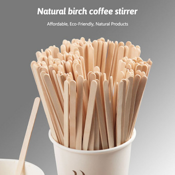 1000/500 τμχ Bar Cafe Οικιακή χρήση Αναδευτήρες Καφέ Ζεστό Κρύο Ποτό Ξύλινα Αναψυκτικά μιας χρήσης StirSticks Βιοδιασπώμενα σκεύη