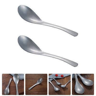 Šaukštas Šaukštai Sriuba Retro Desertas Metalinė Plieninė Rankena Nerūdijantis Ramenas Patiekiamas košių rinkinys Japoniškas azijietiškas padažas Cukrus Vakarienė Ryžiai