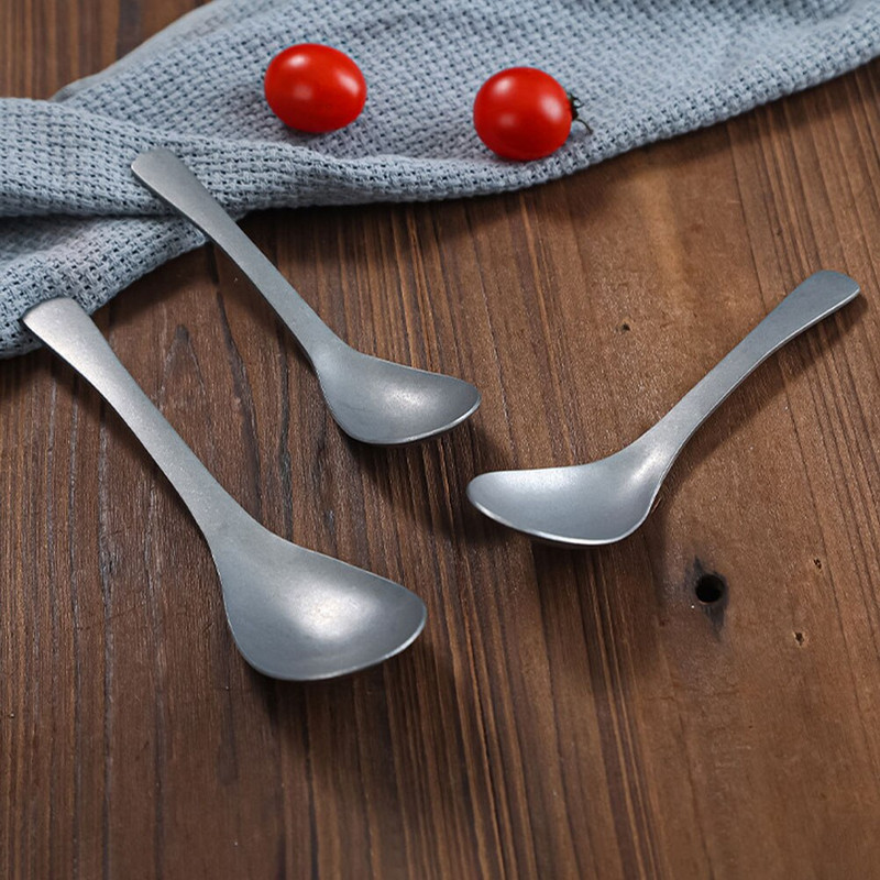 Šaukštas Šaukštai Sriuba Retro Desertas Metalinė Plieninė Rankena Nerūdijantis Ramenas Patiekiamas košių rinkinys Japoniškas azijietiškas padažas Cukrus Vakarienė Ryžiai