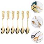 6 vnt. nerūdijančio plieno kavos šaukštai rožių rankena Desertinės arbatos šaukšteliai maišymo kaušelis kavos arbatos uogienei vonios druskos (auksinės)
