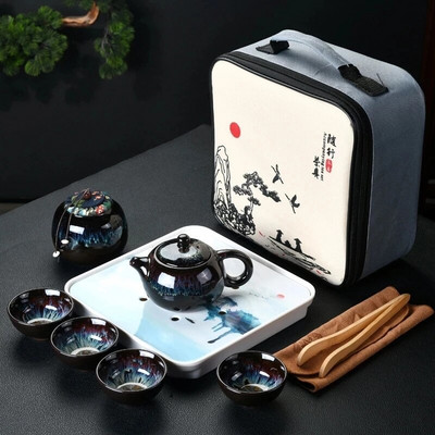 Čínska cestovná čajová súprava Kung Fu, keramická glazúrovaná kanvica na čaj, šálka Gaiwan, porcelánová čajová súprava, kanvice, súpravy čajového riadu, riad na nápoje, čajový obrad