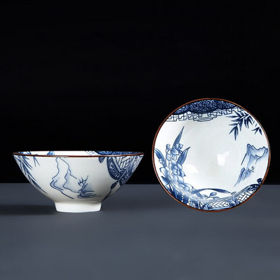 1 ks retro modrobiele porcelánové kornútkové šálky na čaj, ručne maľované keramické misky na čaj, cestovné šálky, sady čajových šálok