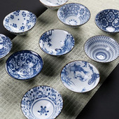 1 vnt Retro mėlynos ir baltos spalvos porcelianinis kūgio arbatos puodelis nuo pleiskanų, rankomis dažytas keraminis arbatos dubenis Kelioniniai puodeliai arbatos arbatos puodelių rinkiniai