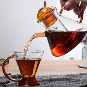 Creative Drinkware Чайник Nordic Brewing Чайник и чаши Топлоустойчиви стъклени прибори за чай 500 ml Чайник за приготвяне на чай Кафе Комплект чаши