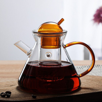 Creative Drinkware Чайник Nordic Brewing Чайник и чаши Топлоустойчиви стъклени прибори за чай 500 ml Чайник за приготвяне на чай Кафе Комплект чаши