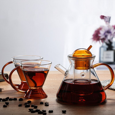 Creative Drinkware Чайник Nordic Brewing Чайник и чаши Топлоустойчиви стъклени прибори за чай 500 ml Чайник за приготвяне на чай Кафе Комплект чаши