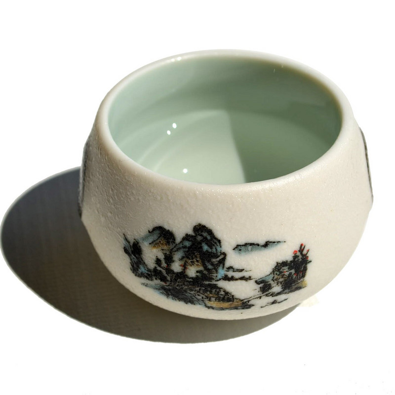 Porcelánová kanvica na čaj 180 ml + 5 šálok, tradičná čínska glazúra s snehovými vločkami, sada 6 šálok na čaj, ručne vyrobená kanvica na čaj, riad.