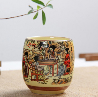 4 ks/sada modrobielych porcelánových čajových šálok 130 ml s klasickým kvetinovým vzorom, kuchynský riad na pitie